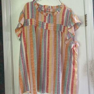 Unbranded striped shirt sleeve top sz 2x